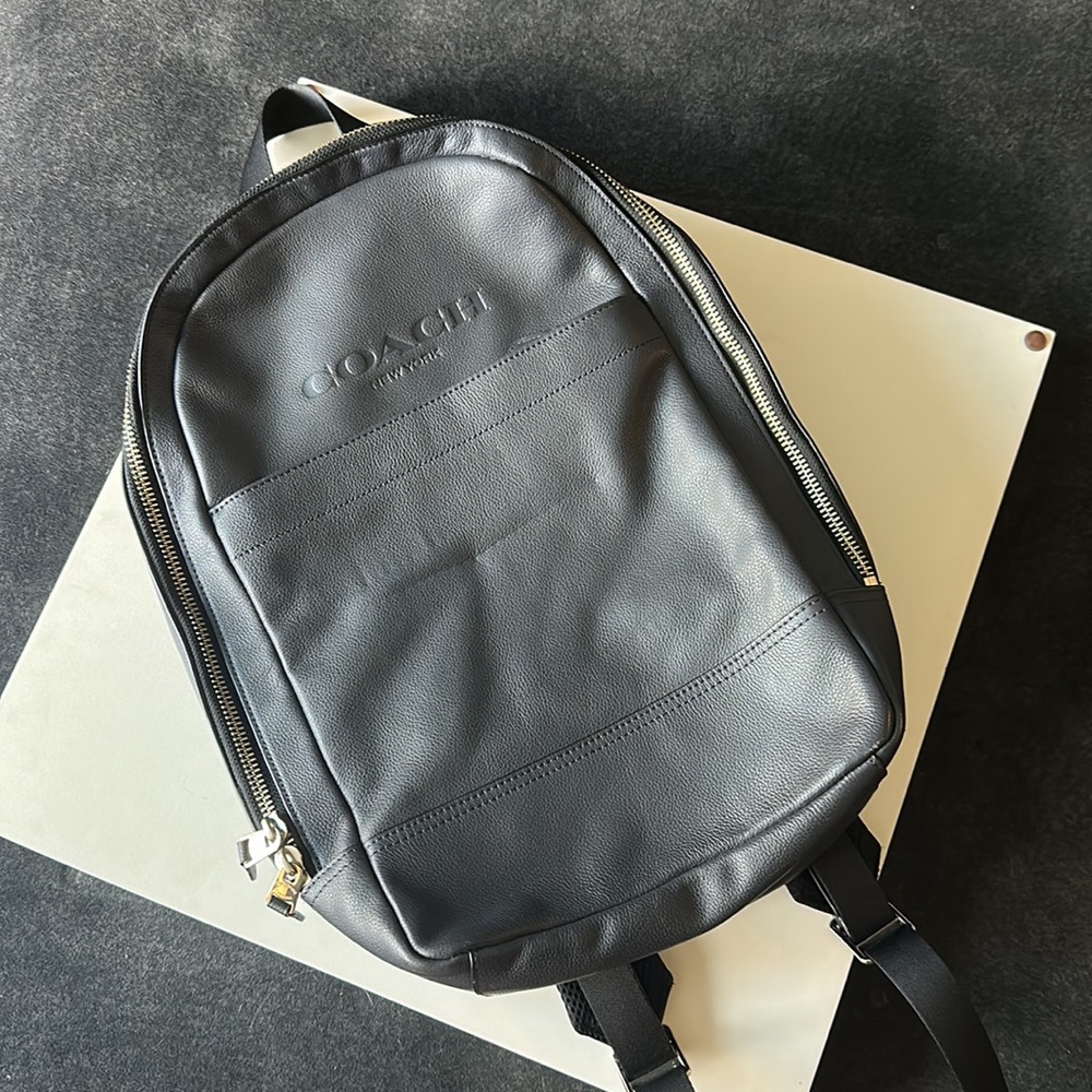 Coach Black Charles Leather Campus Backpack Bag
